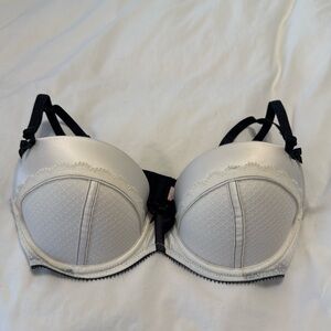 Jezebel Satin Bra- White/Black 32D